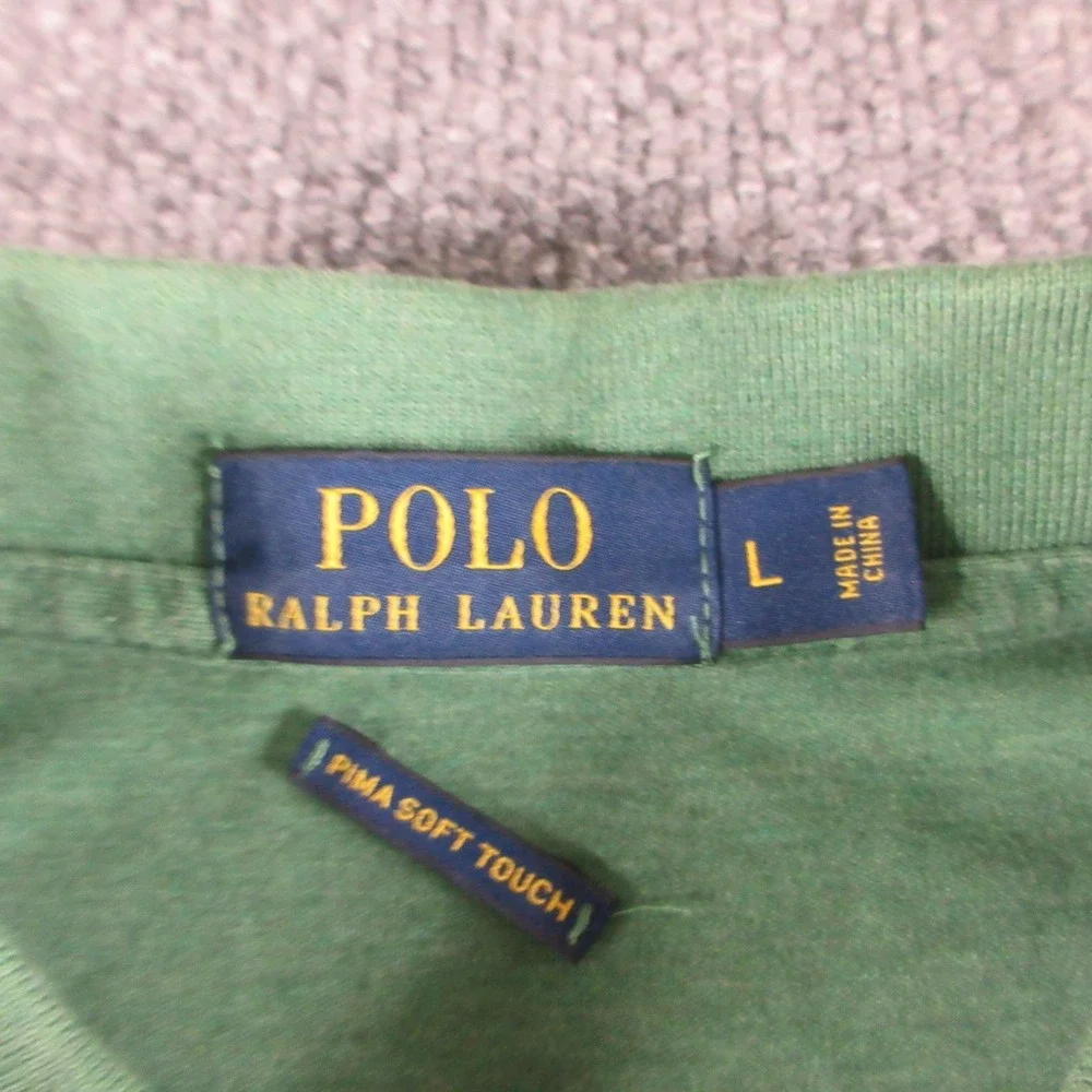 Polo Ralph Lauren Polo Shirt Mens L Green Short Sleeve Pima Soft Touch Logo